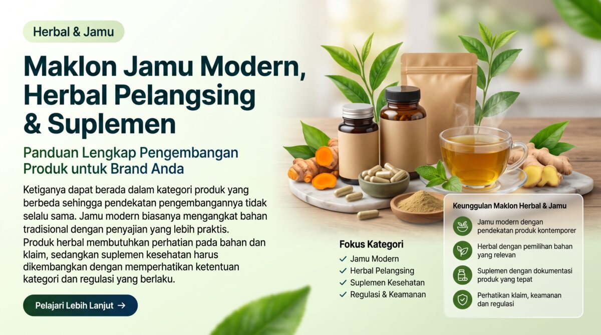 Maklon Jamu Modern, Herbal Pelangsing, dan Suplemen Kesehatan