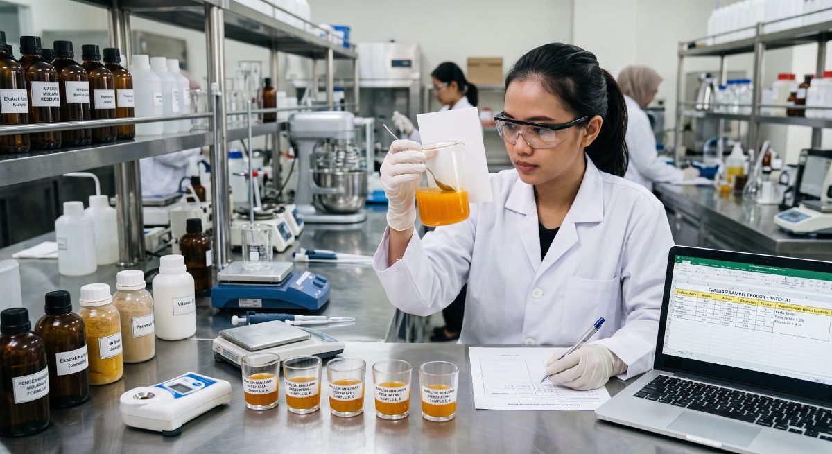 Pengembangan dan pengujian bahan untuk produk minuman kesehatan